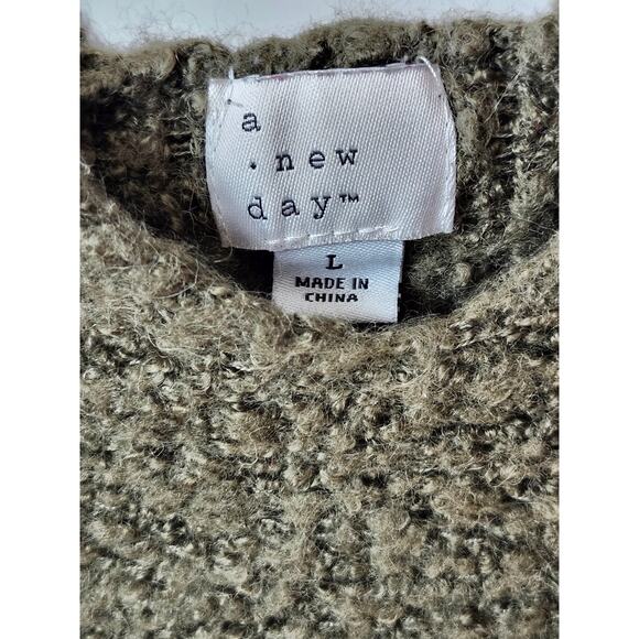 A New Day Wool Blend Fuzzy Green Hoodie Trendy Gorpcore Y2K Sweater Size L A0018 - Picture 4 of 6